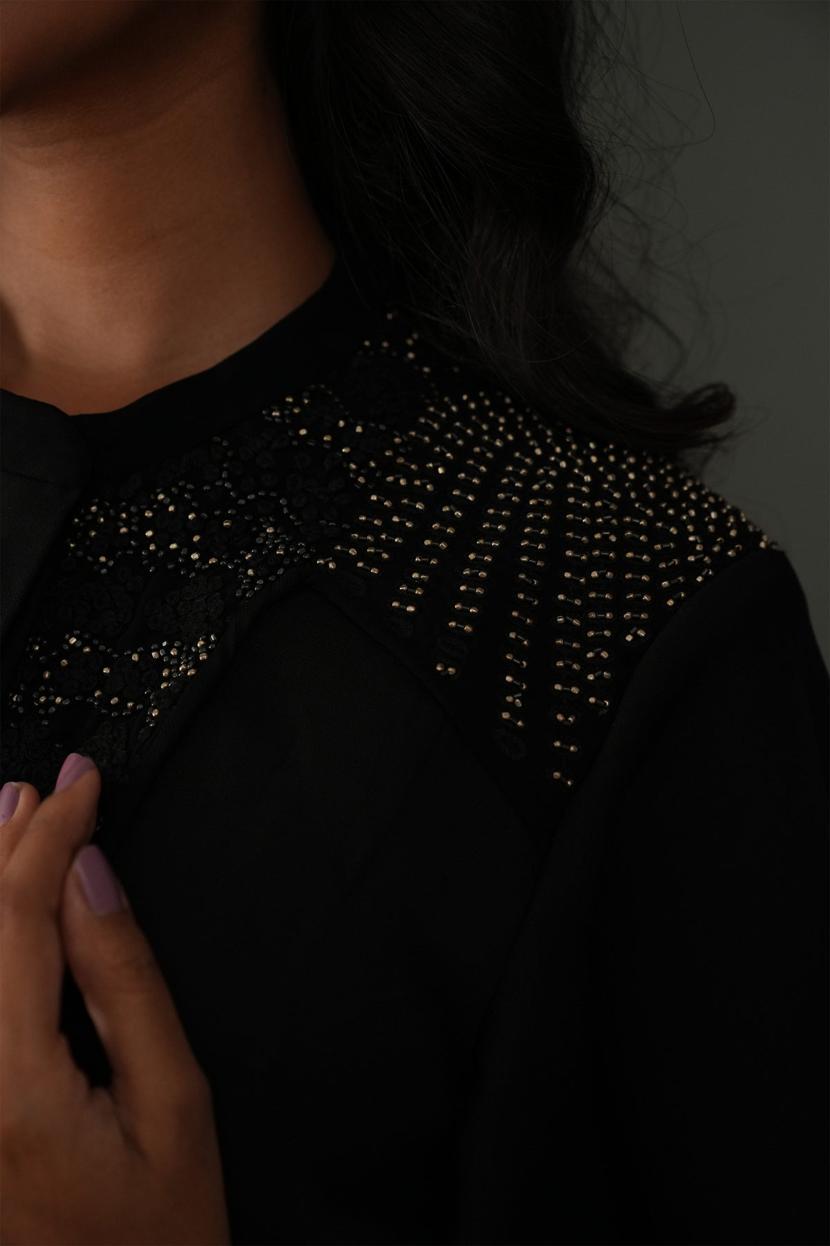 Noir Crest High-Low Dress