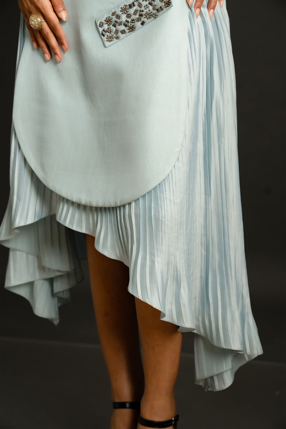 Misty Blue Pleat Skirt Set