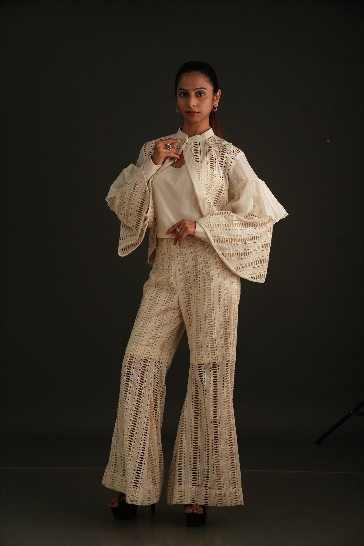 Ivory cutwork cordset