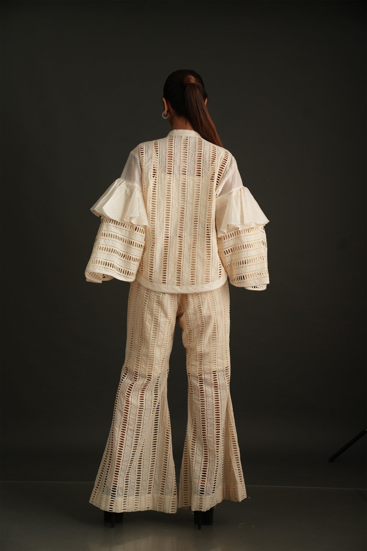 Ivory cutwork cordset