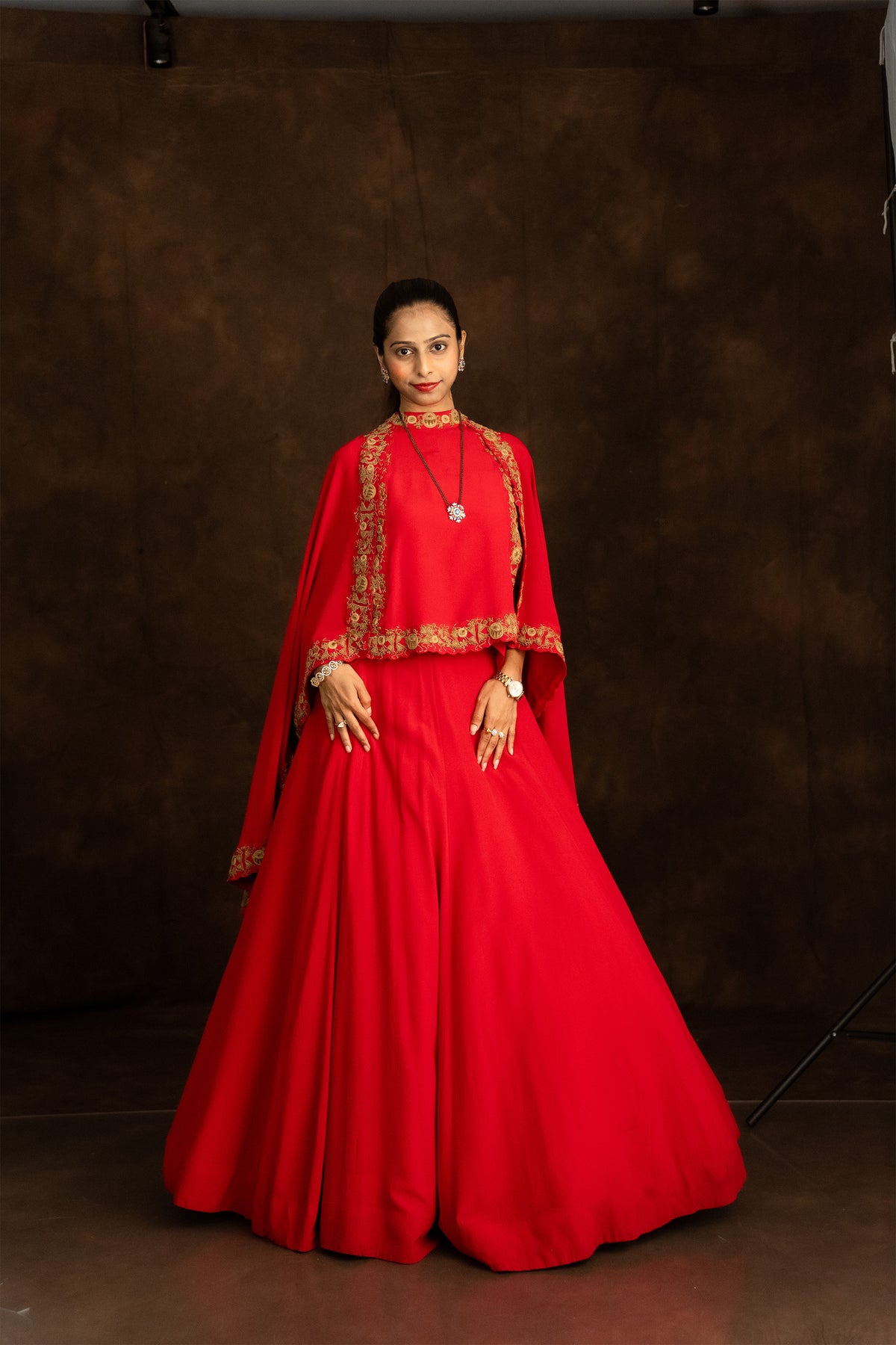 Red Embroidered Lehenga Set