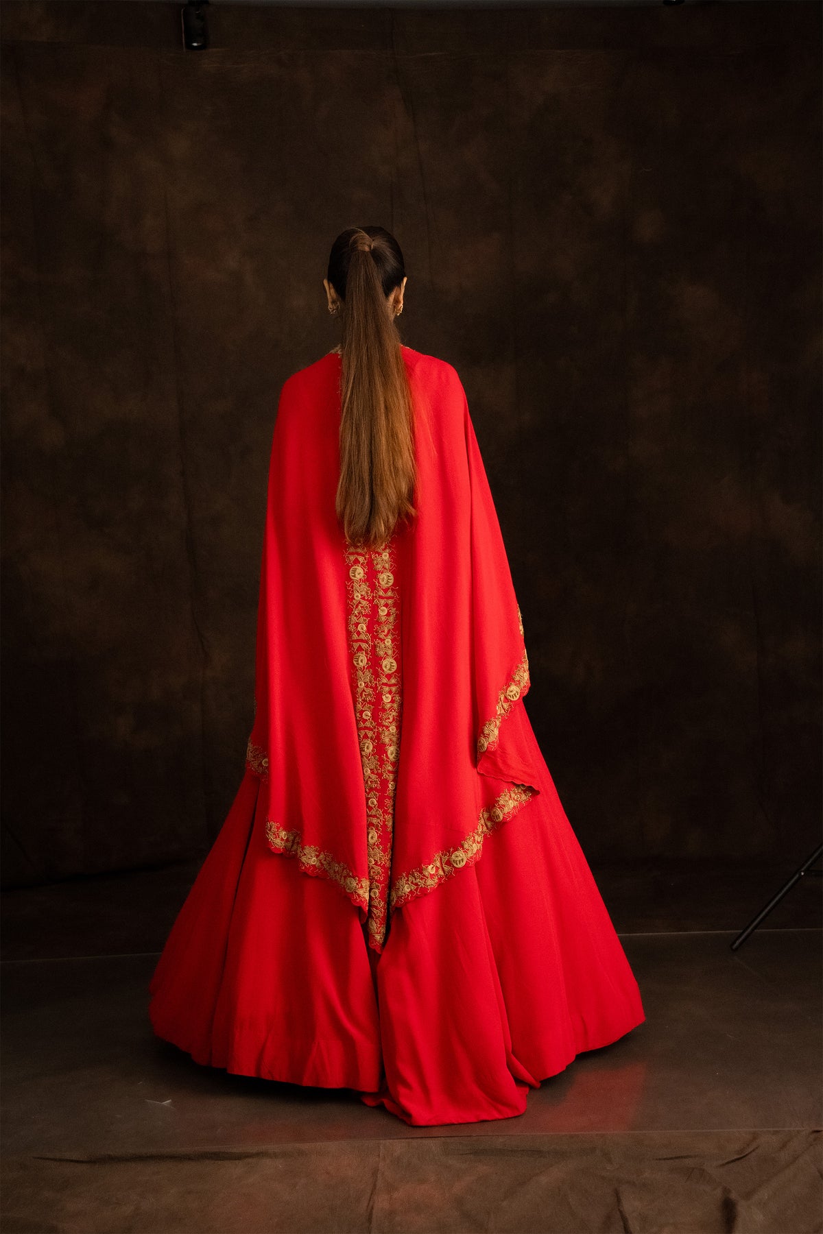 Red Embroidered Lehenga Set
