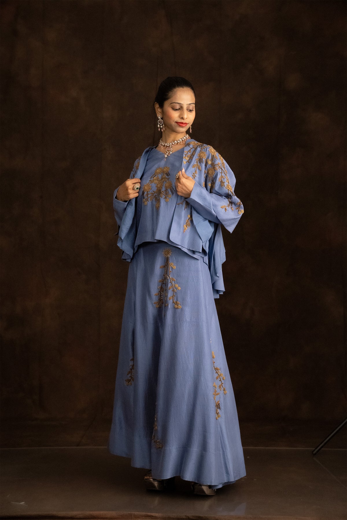 Cobalt Cape Skirt Set