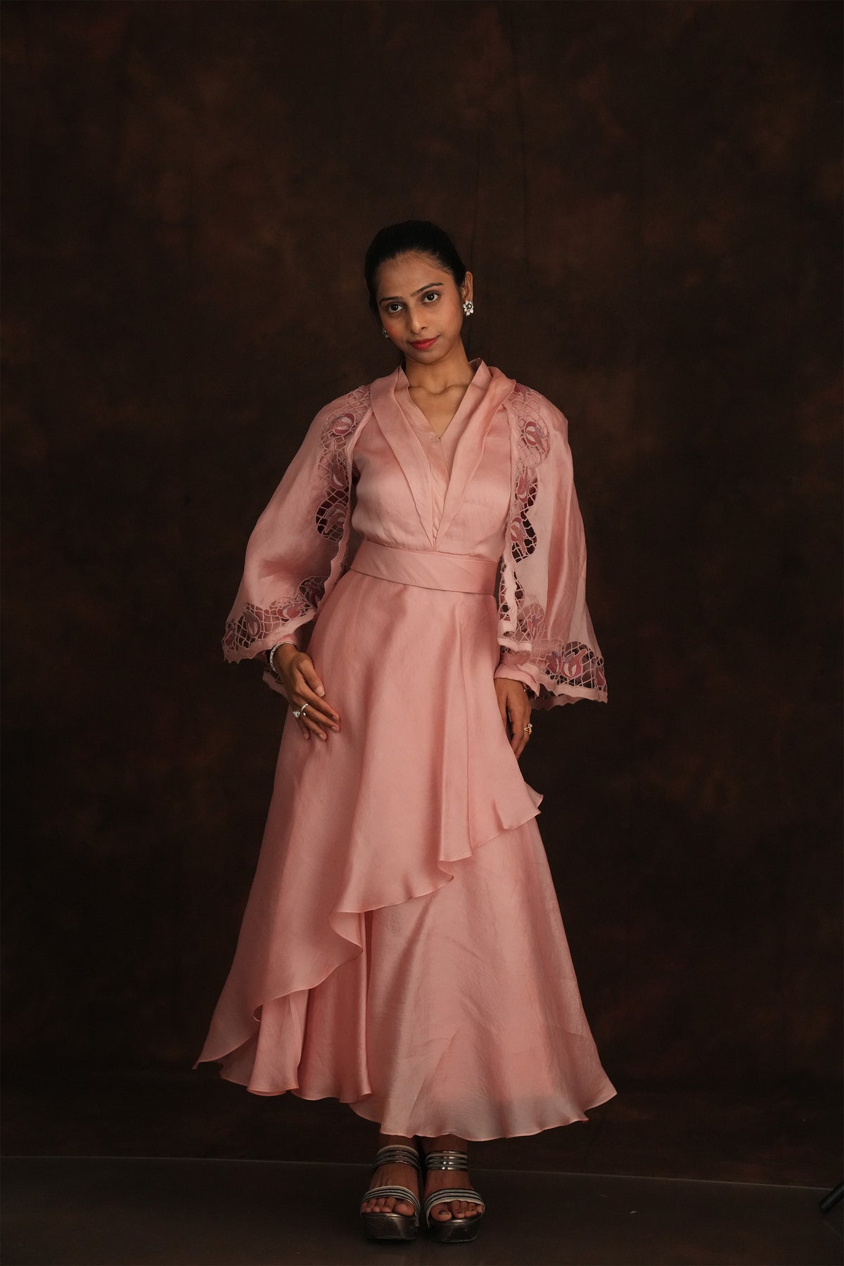 Dusty Pink Cascade Dress