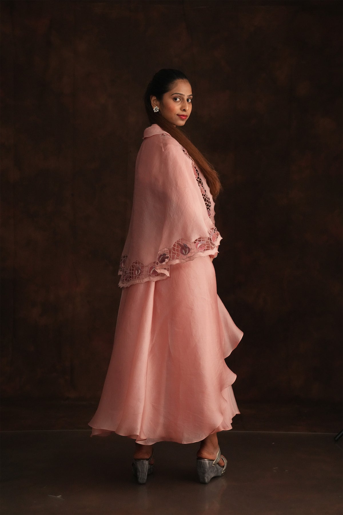 Dusty Pink Cascade Dress